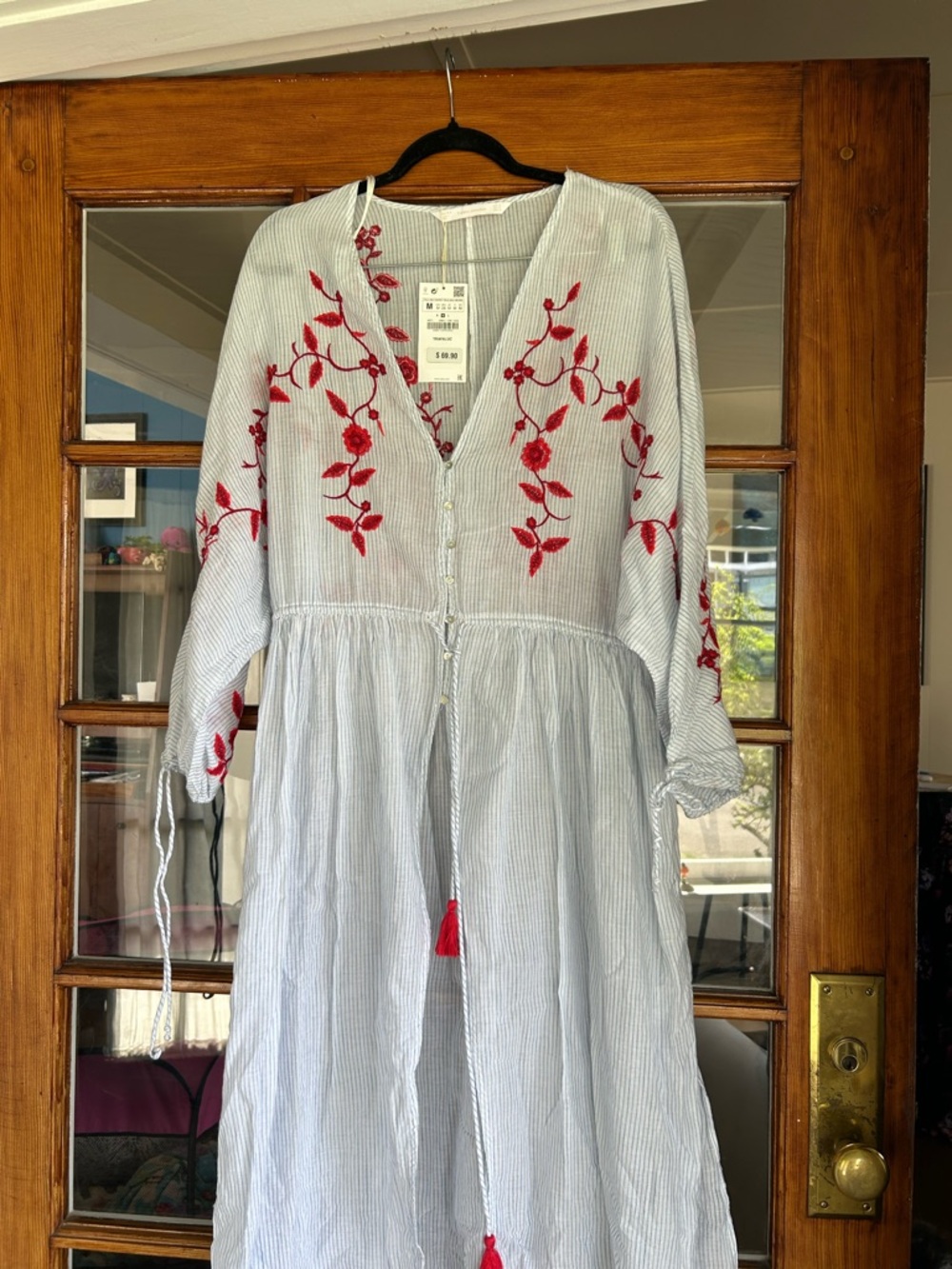 Zara Blue and White Striped kimono style from Trafaluc